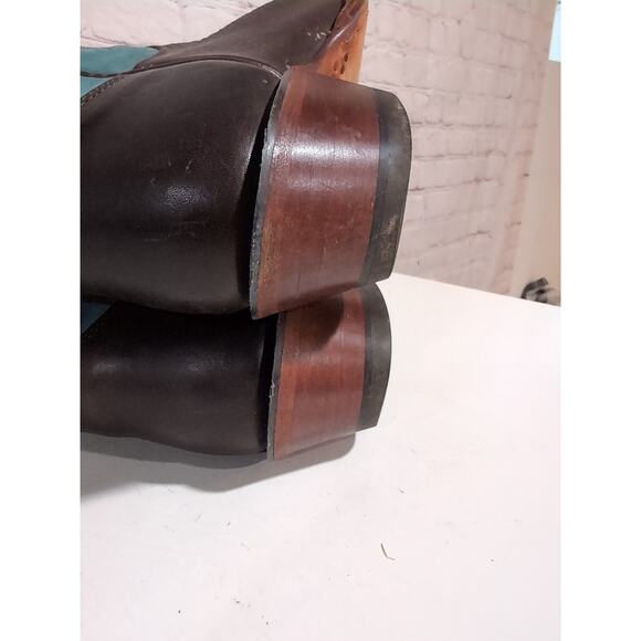 Justin Boots Style L2696 Brown And Teal Leather Cowgirl Western Women Size 6.5 - Picture 13 of 16